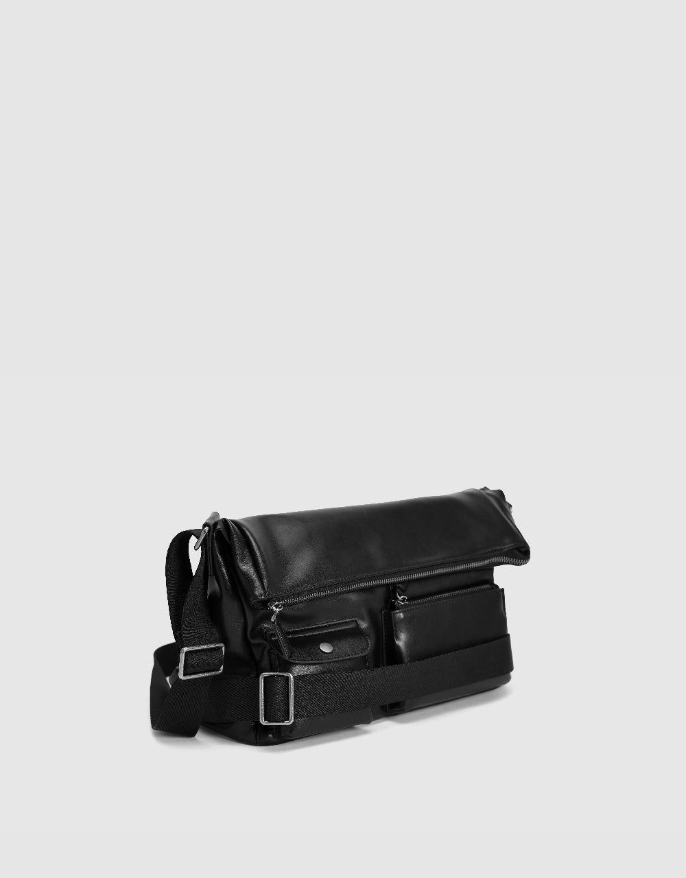 Multi-Pocket Vegan Leather Crossbody Bag