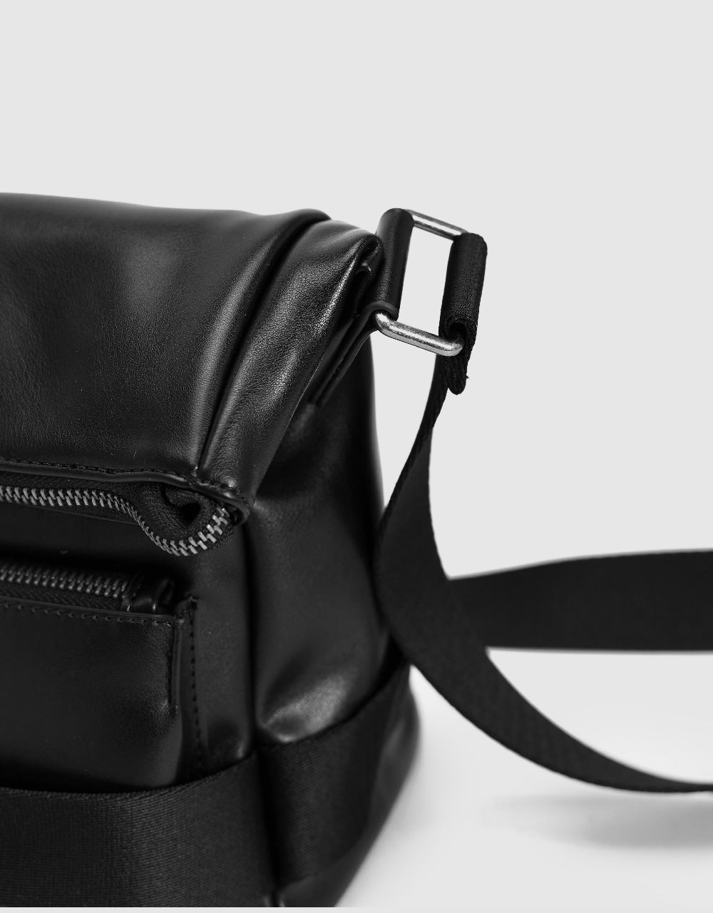 Multi-Pocket Vegan Leather Crossbody Bag