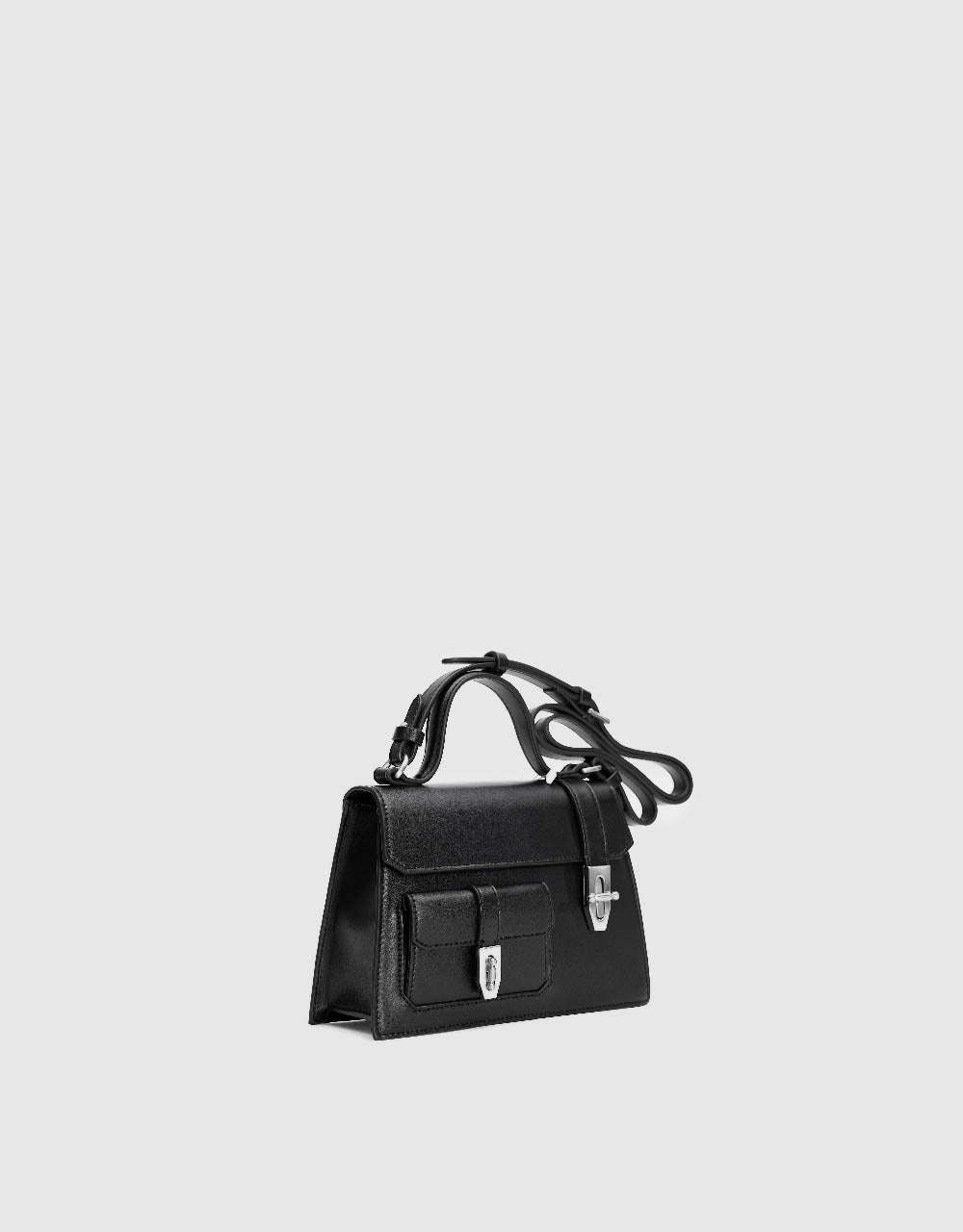 Double Buckled Vegan Leather Shoulder Bag