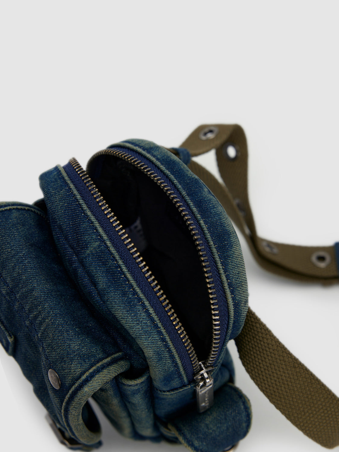 Denim Crossbody Bag With Earphone Case