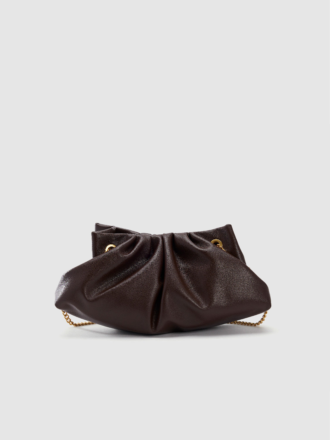 Ruched Chained Vegan Leather Shoulder Bag