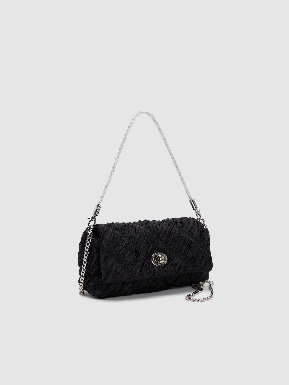 Textured Chained Shoulder Bag