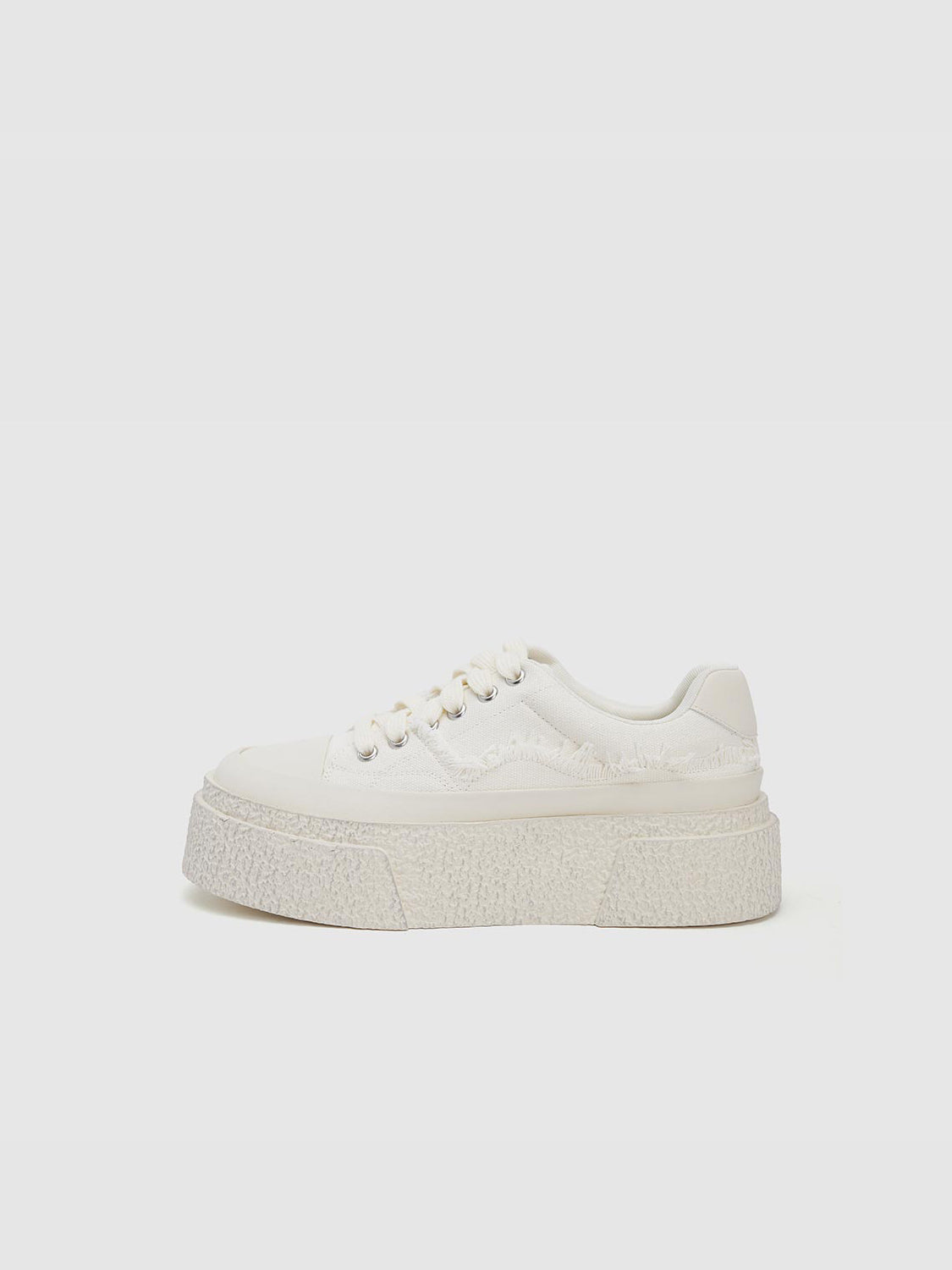 Raw Hem Round Toe Sneakers