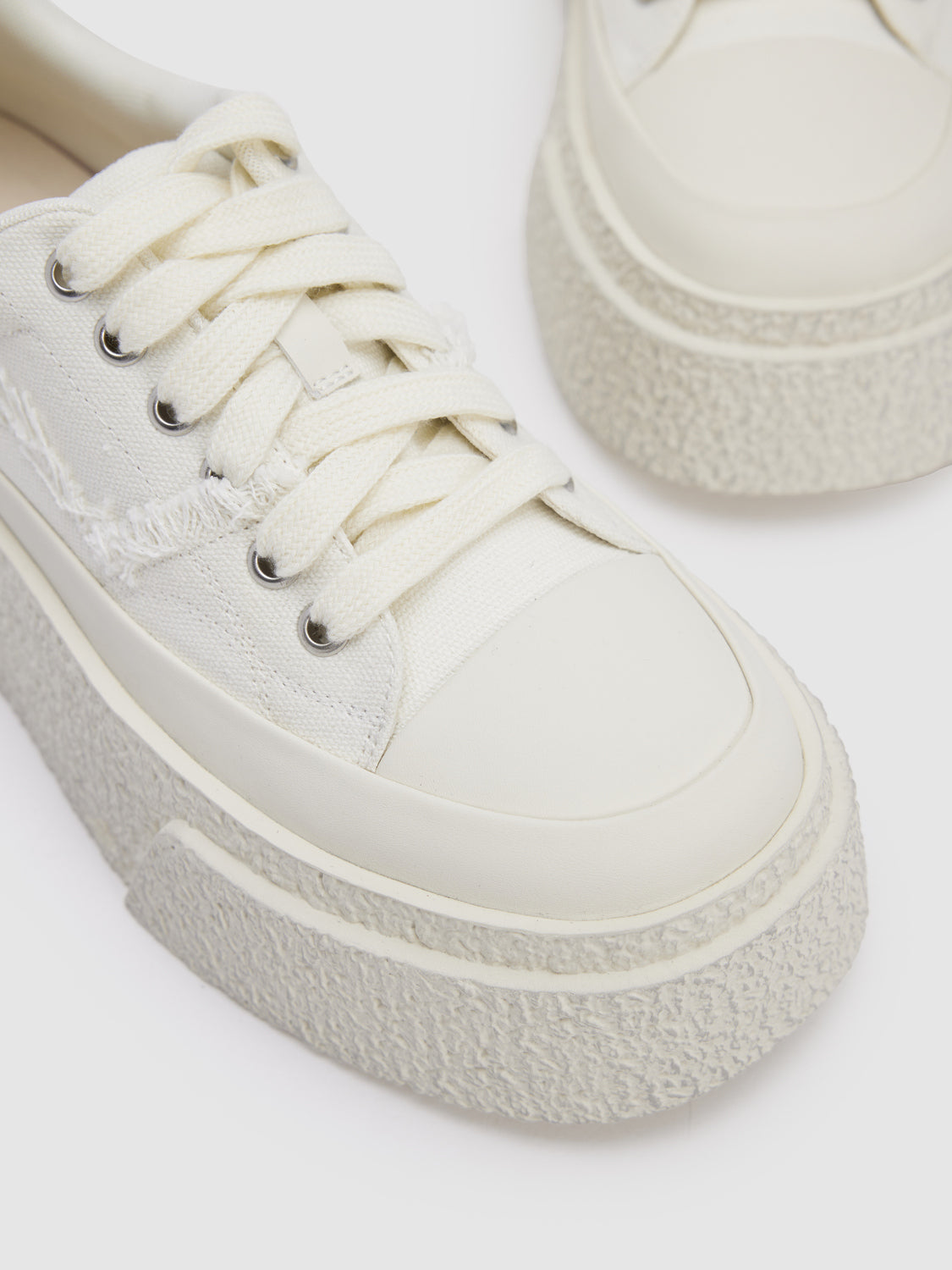 Raw Hem Round Toe Sneakers