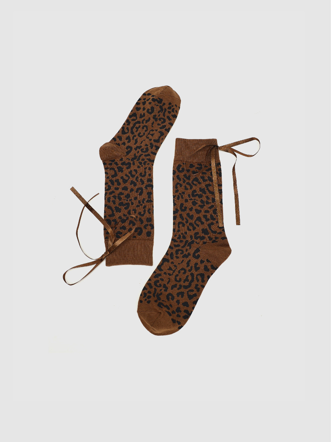 Leopard Printed Bow Décor Mid-Length Socks