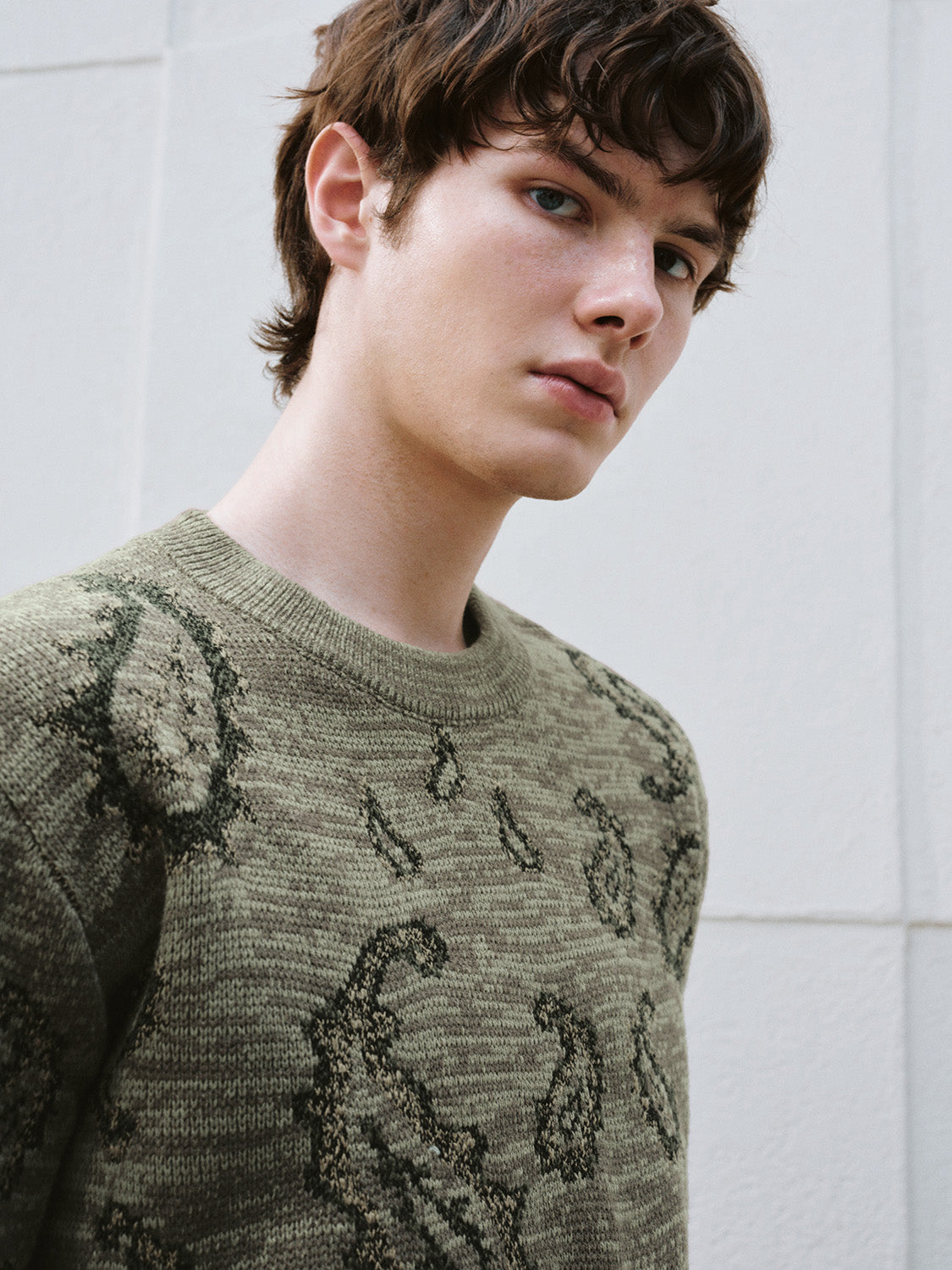 Paisley Printed Crew Neck Knitted T-Shirts