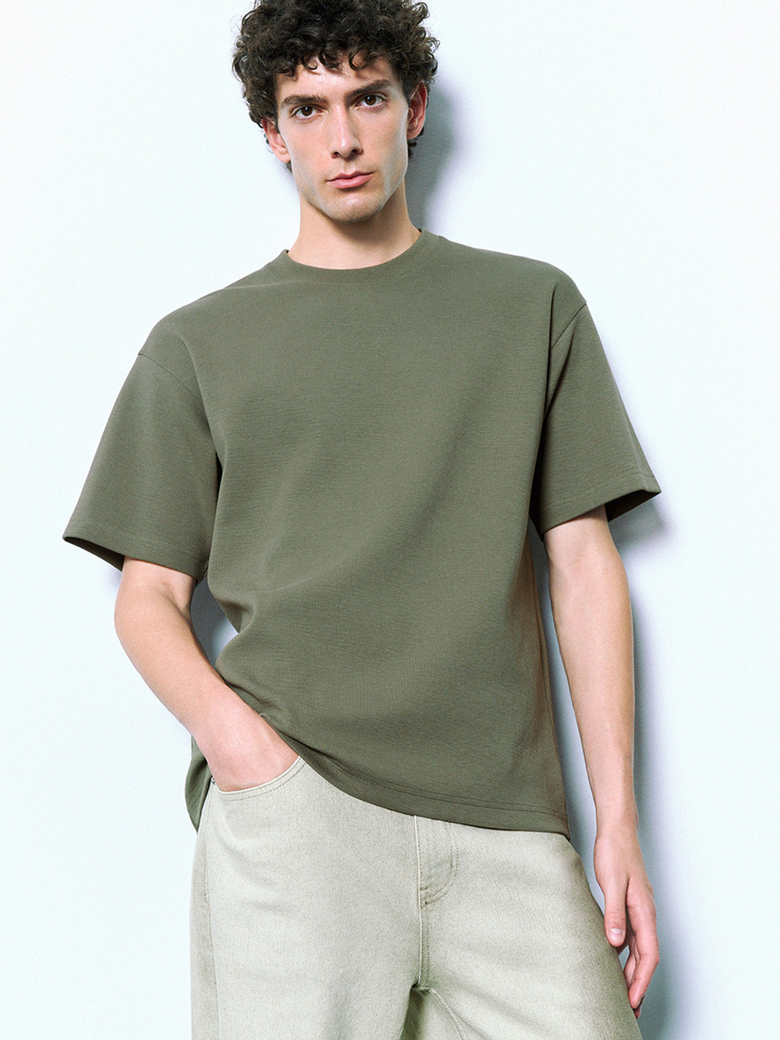 Textured Crew Neck Loose T-Shirt