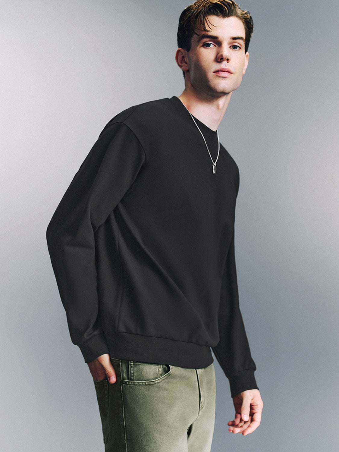 Crew Neck Straight Sweatshirt