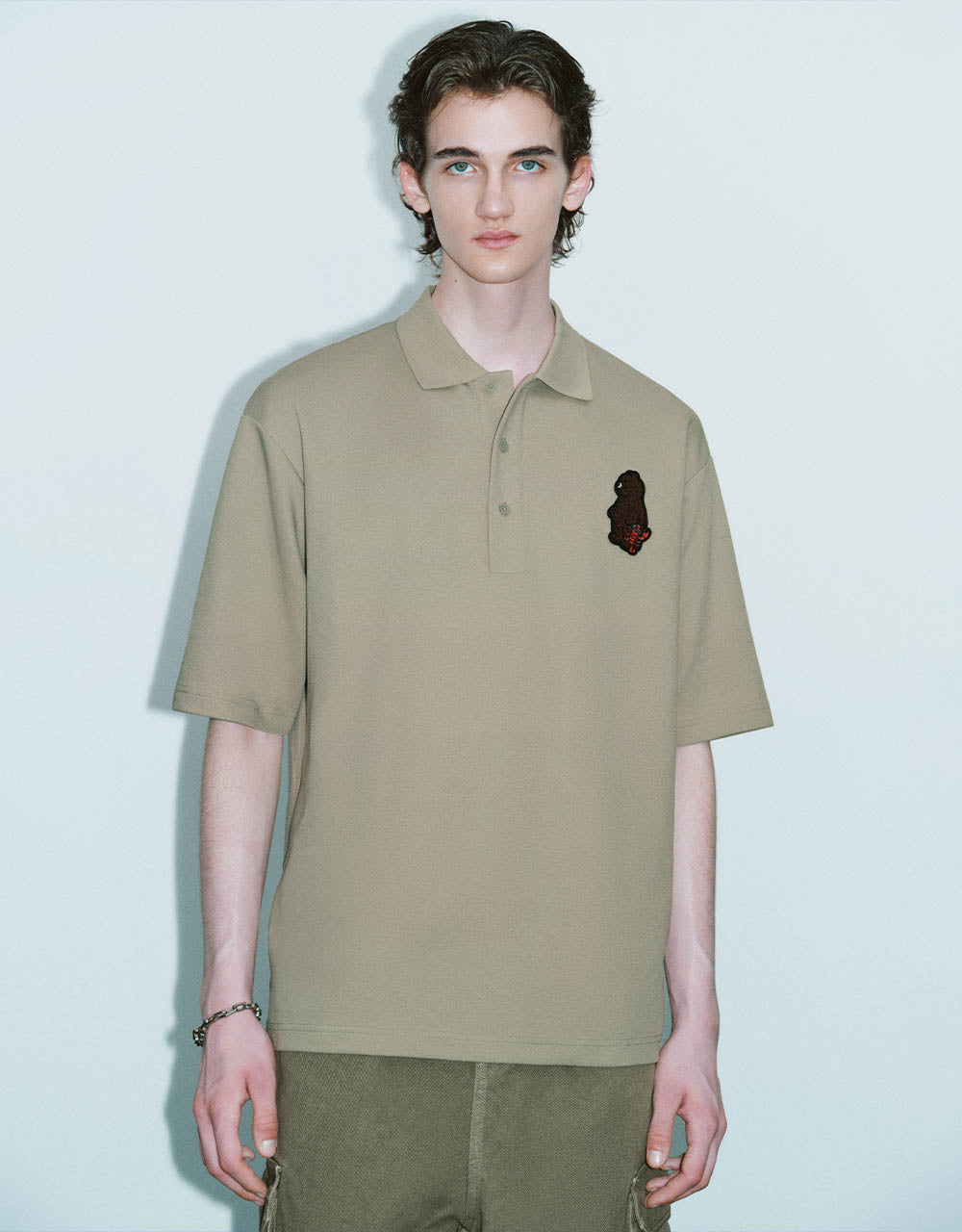 Cartoon Embossed Loose Polo Shirt