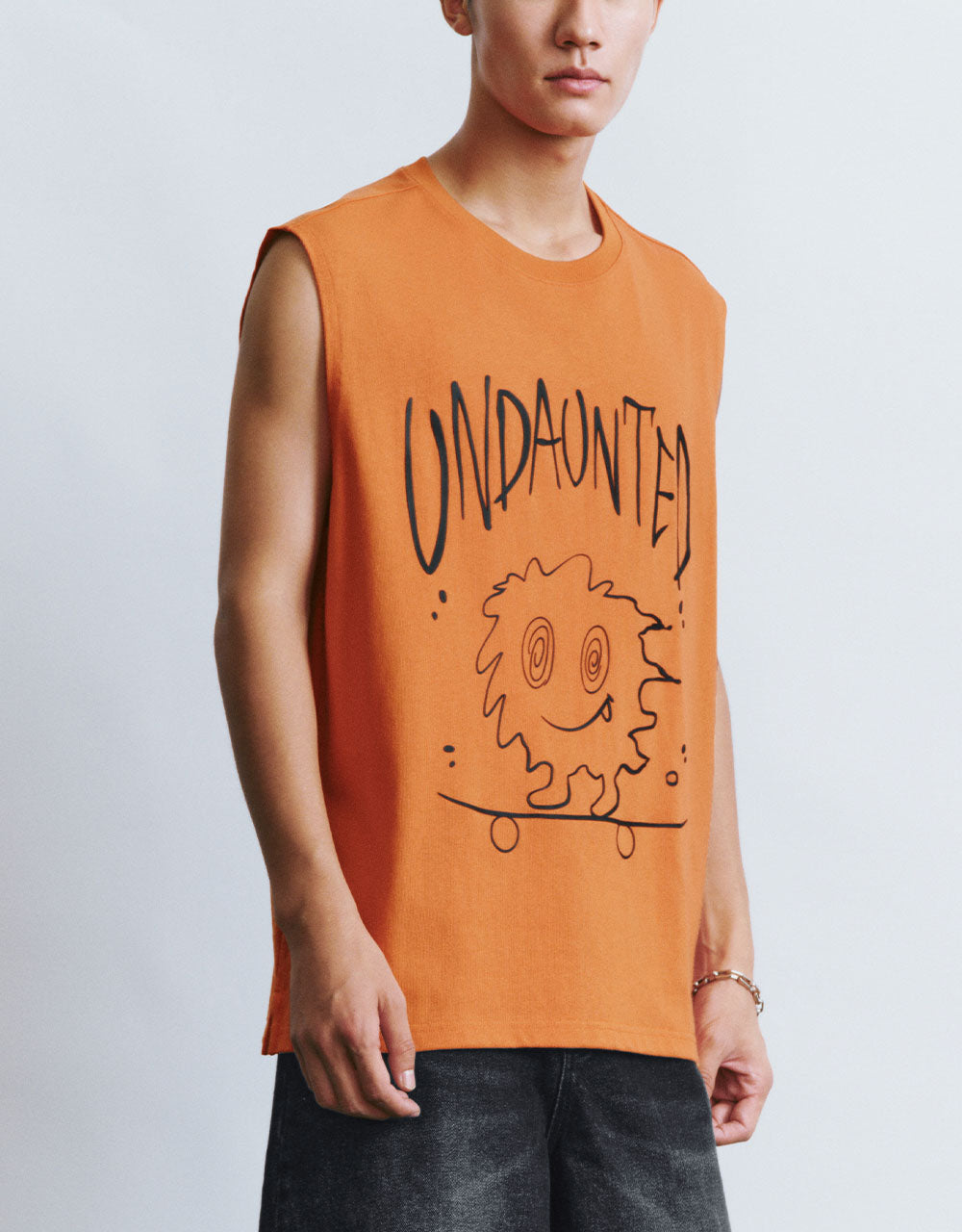 Printed Crew Neck Loose Tank Top