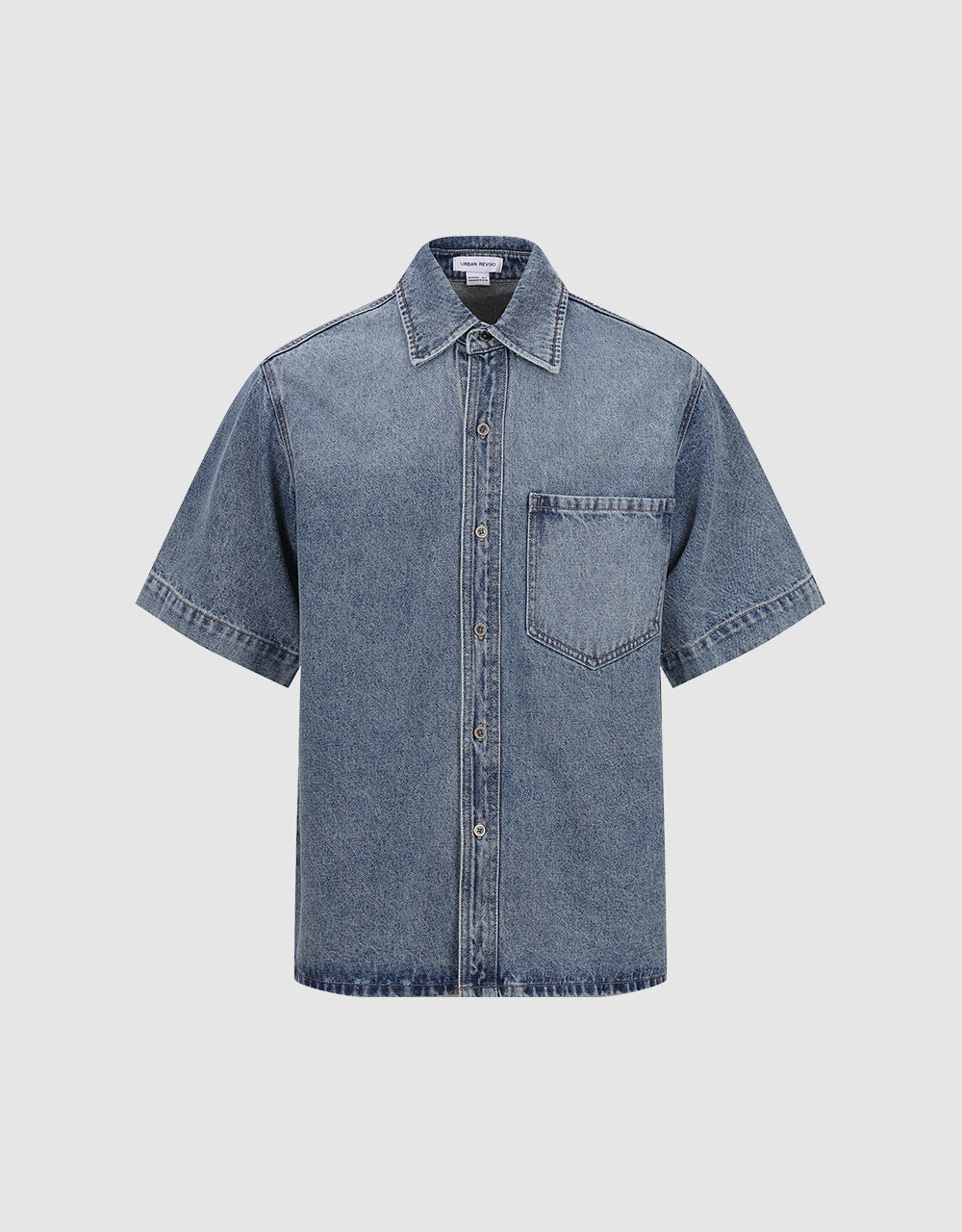 Button Up Straight Denim Shirt