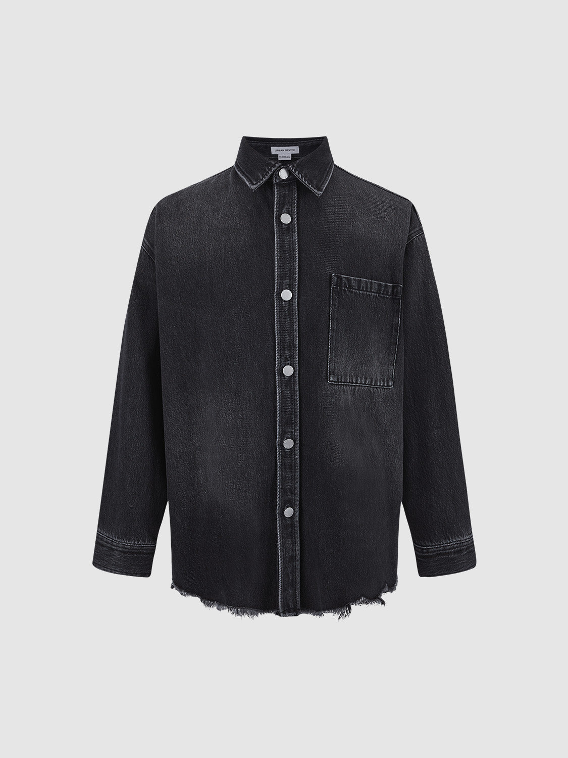 Raw Hem Oversized Denim Shirt