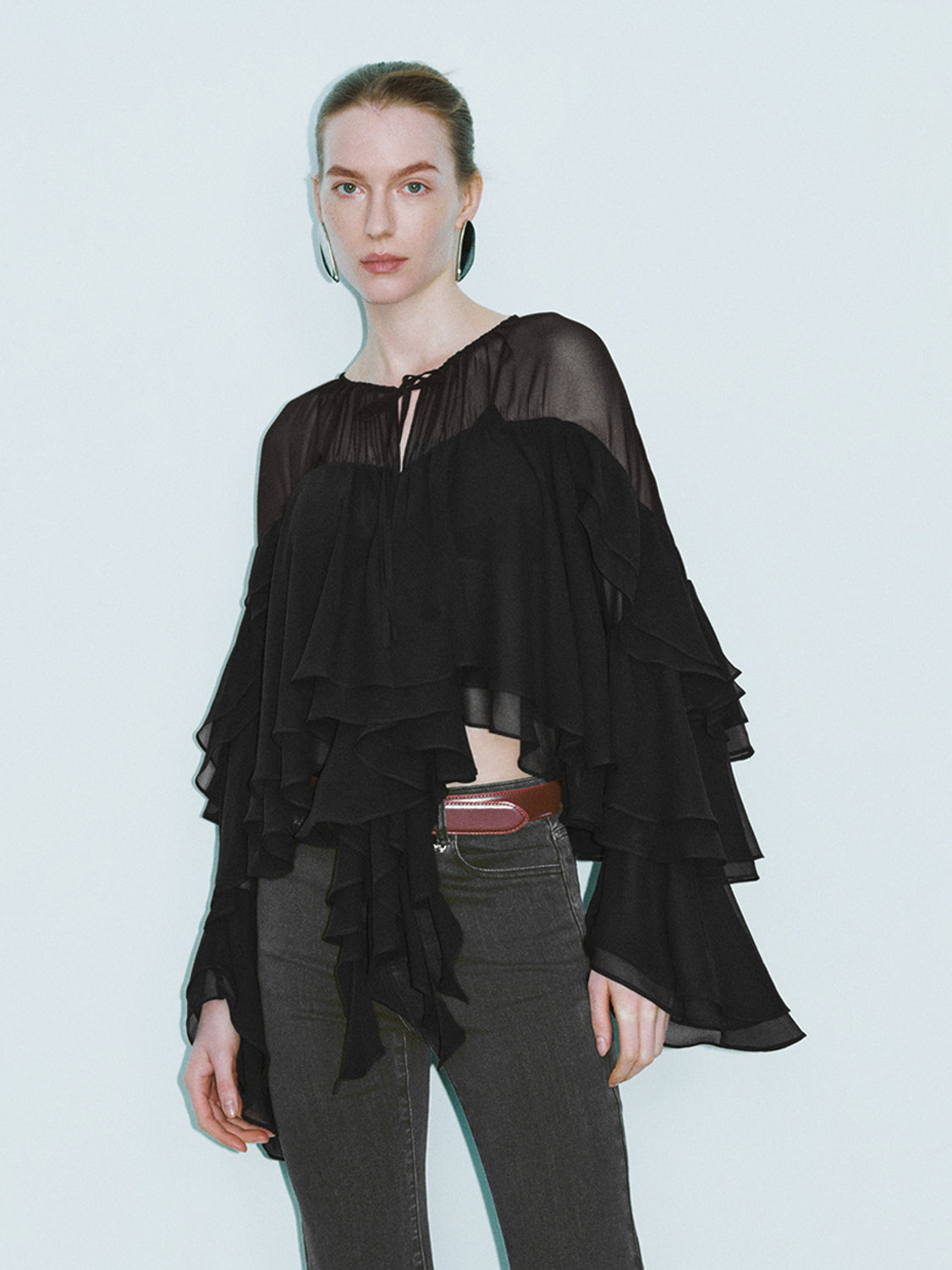 Ruffle Hem Overhead Shirt