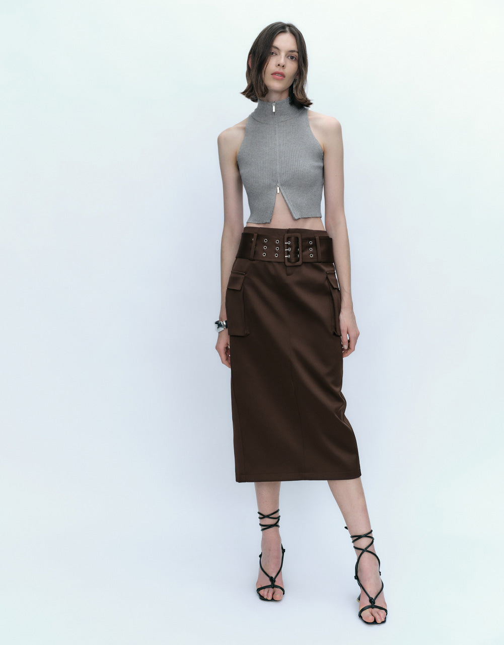 Multi-Pocket Skirt With Belt