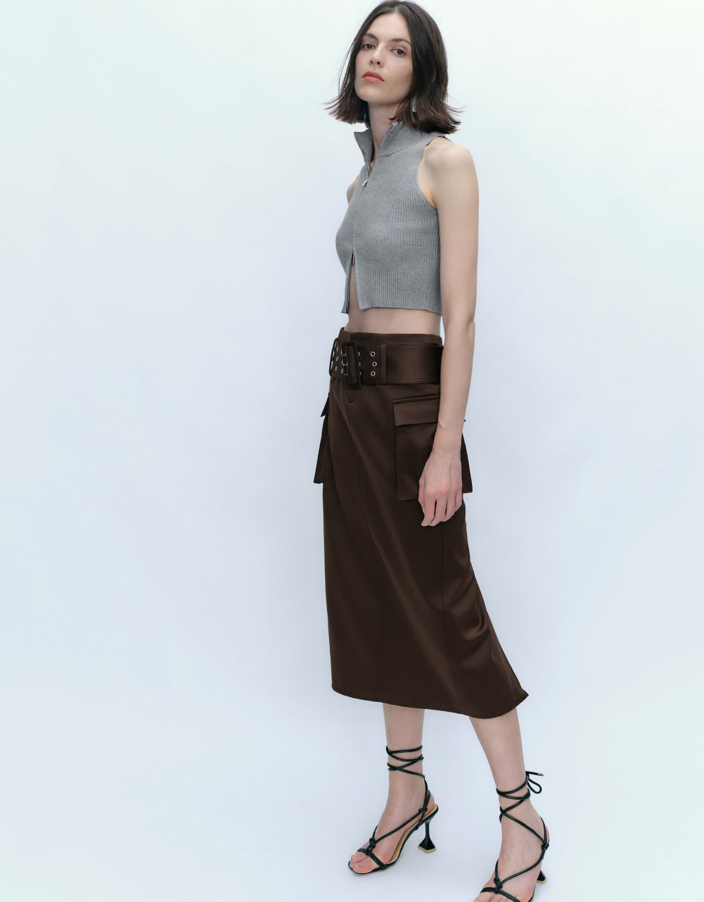 Multi-Pocket Skirt With Belt