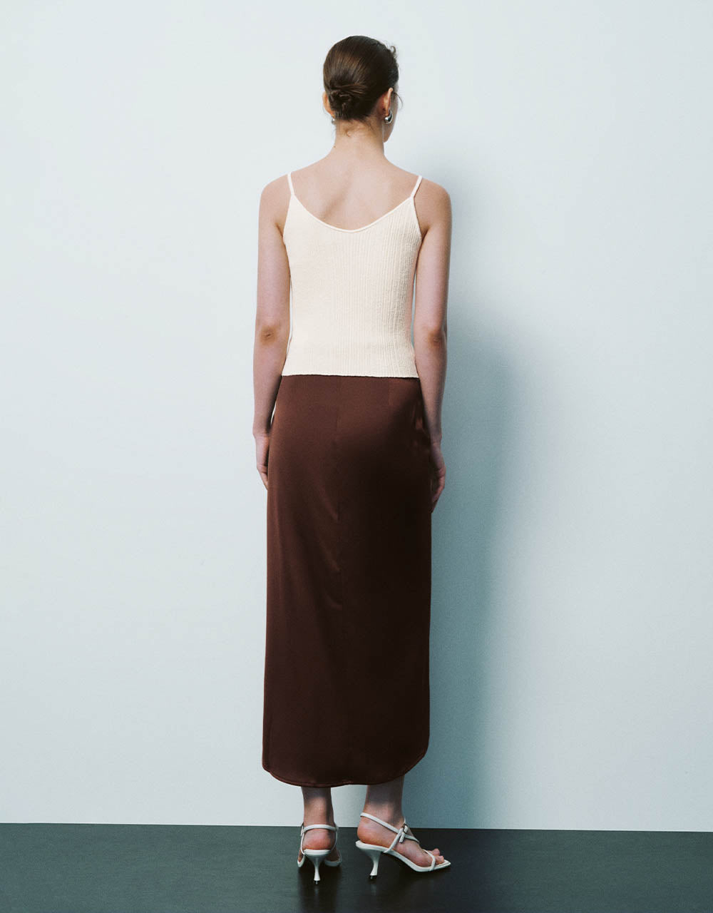 Ruched Midi Straight Skirt