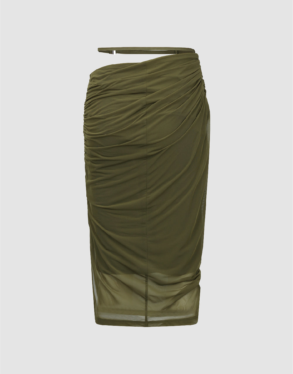 Ruched Midi Straight Skirt