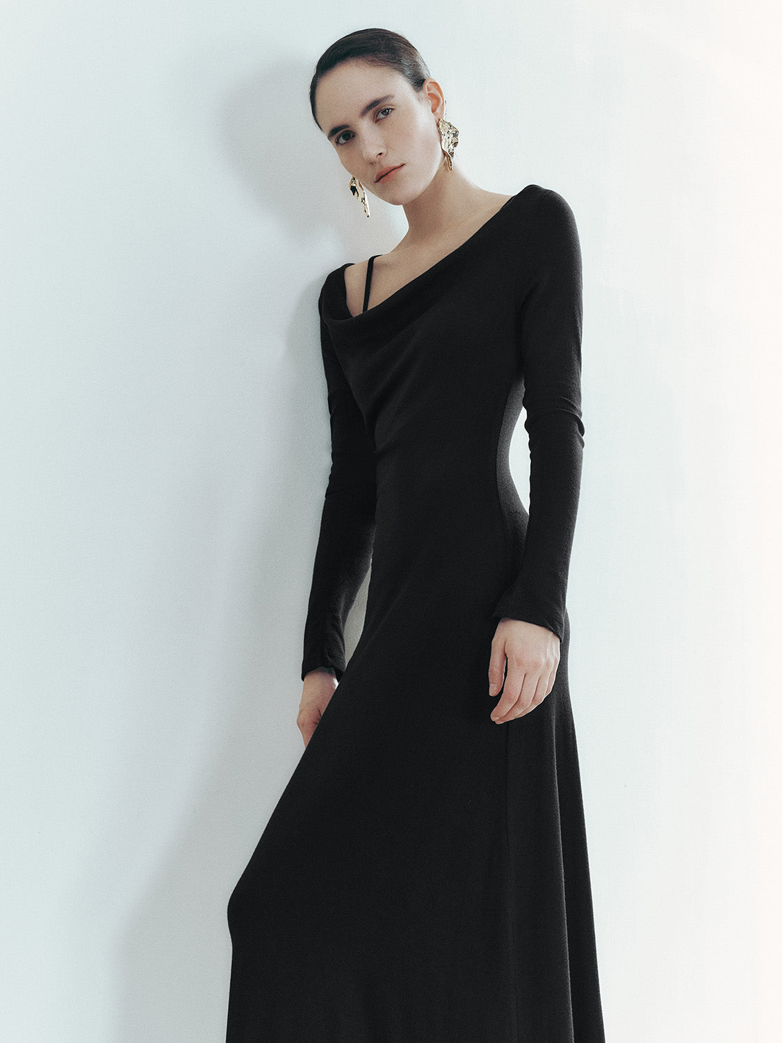 Ruched Long Sleeve A-Line Dresses