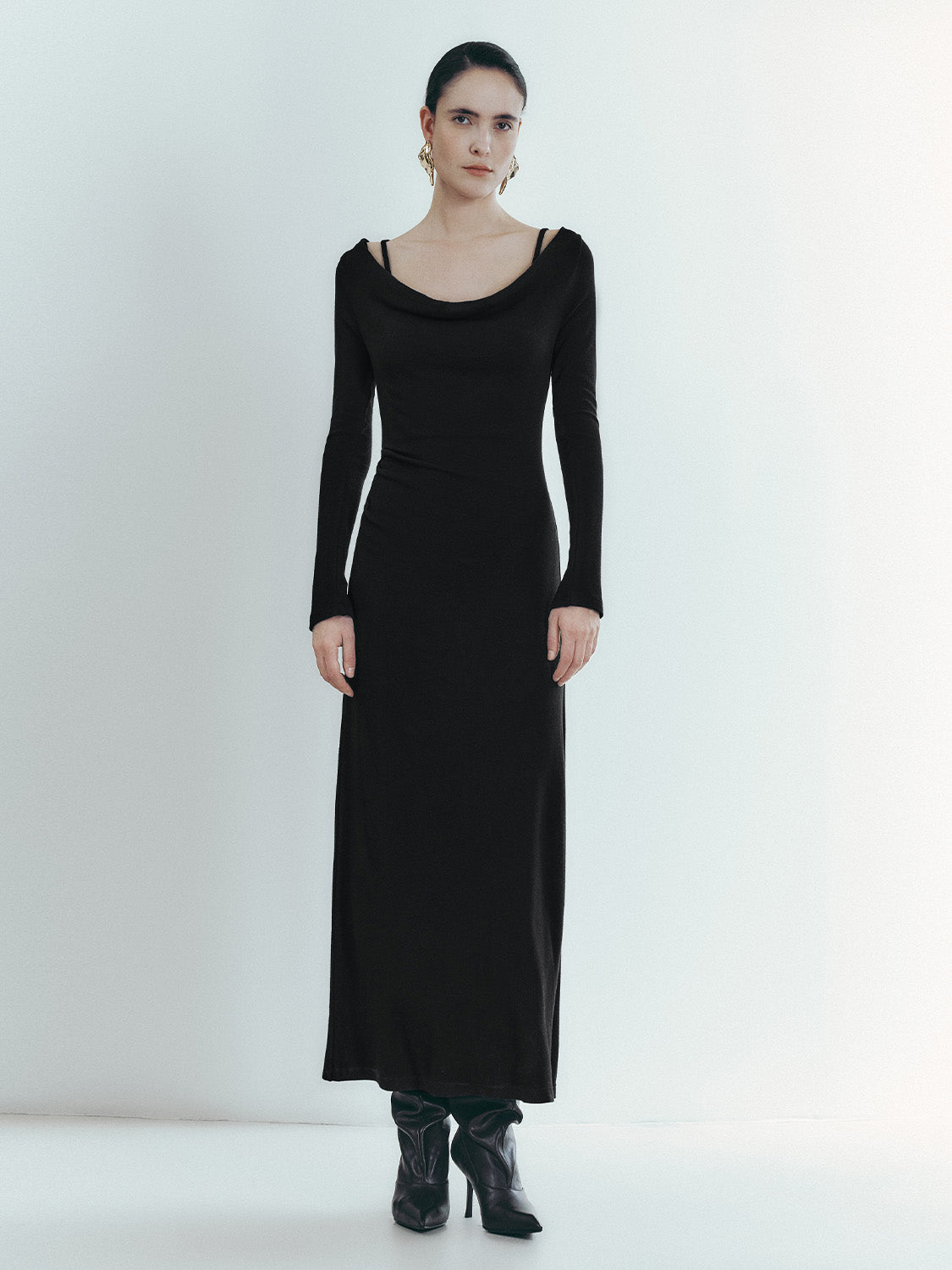 Ruched Long Sleeve A-Line Dresses