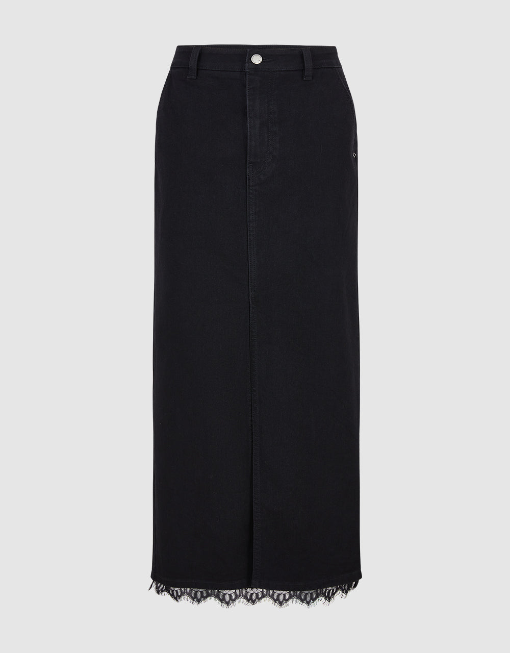 Raw Hem Straight Denim Skirt