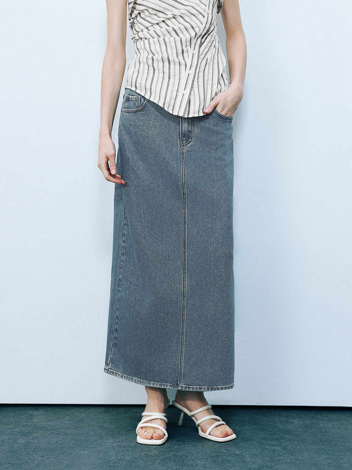 Straight Denim Skirt