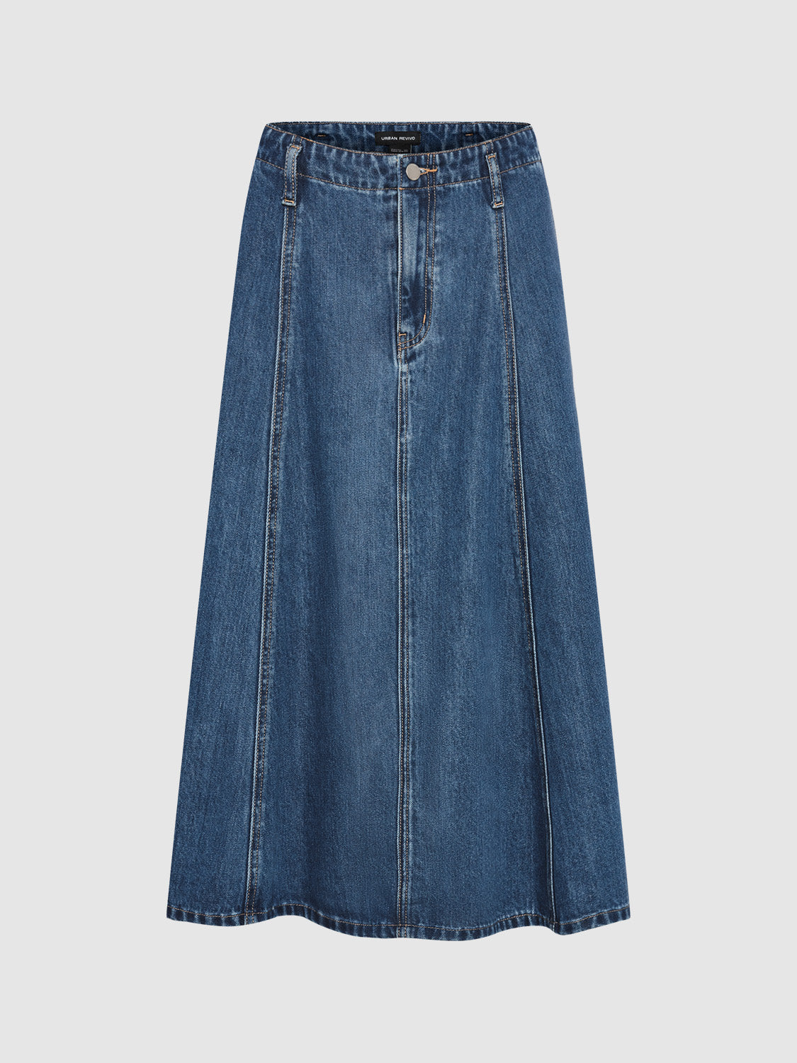 Midi A-Line Denim Skirt