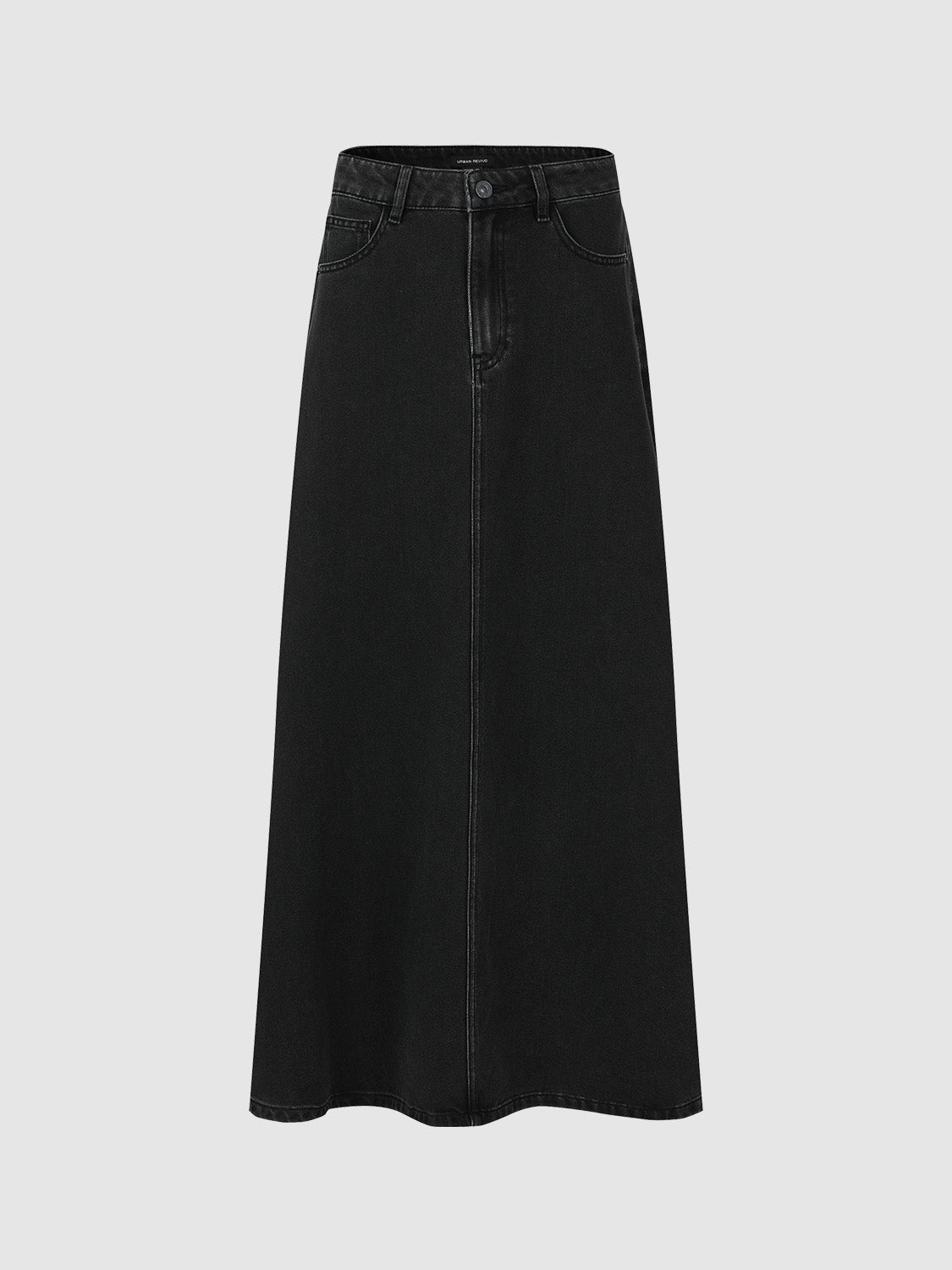 Midi Denim Skirt With Belt