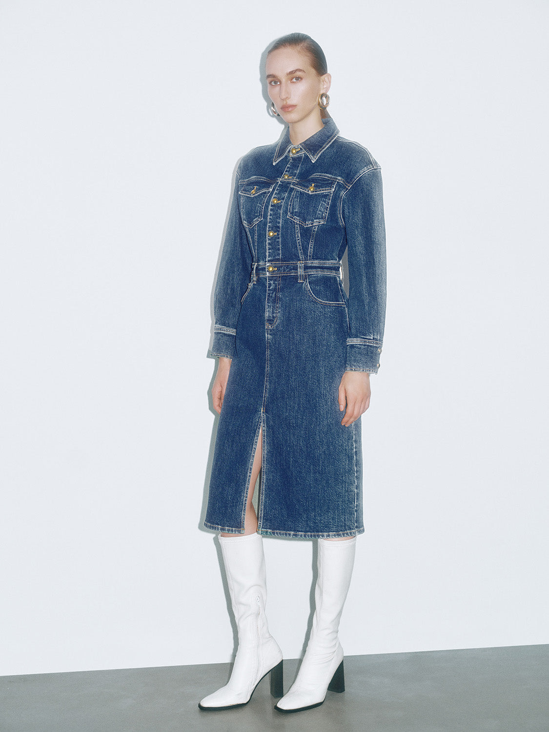 Shirt Collar Denim Dresses