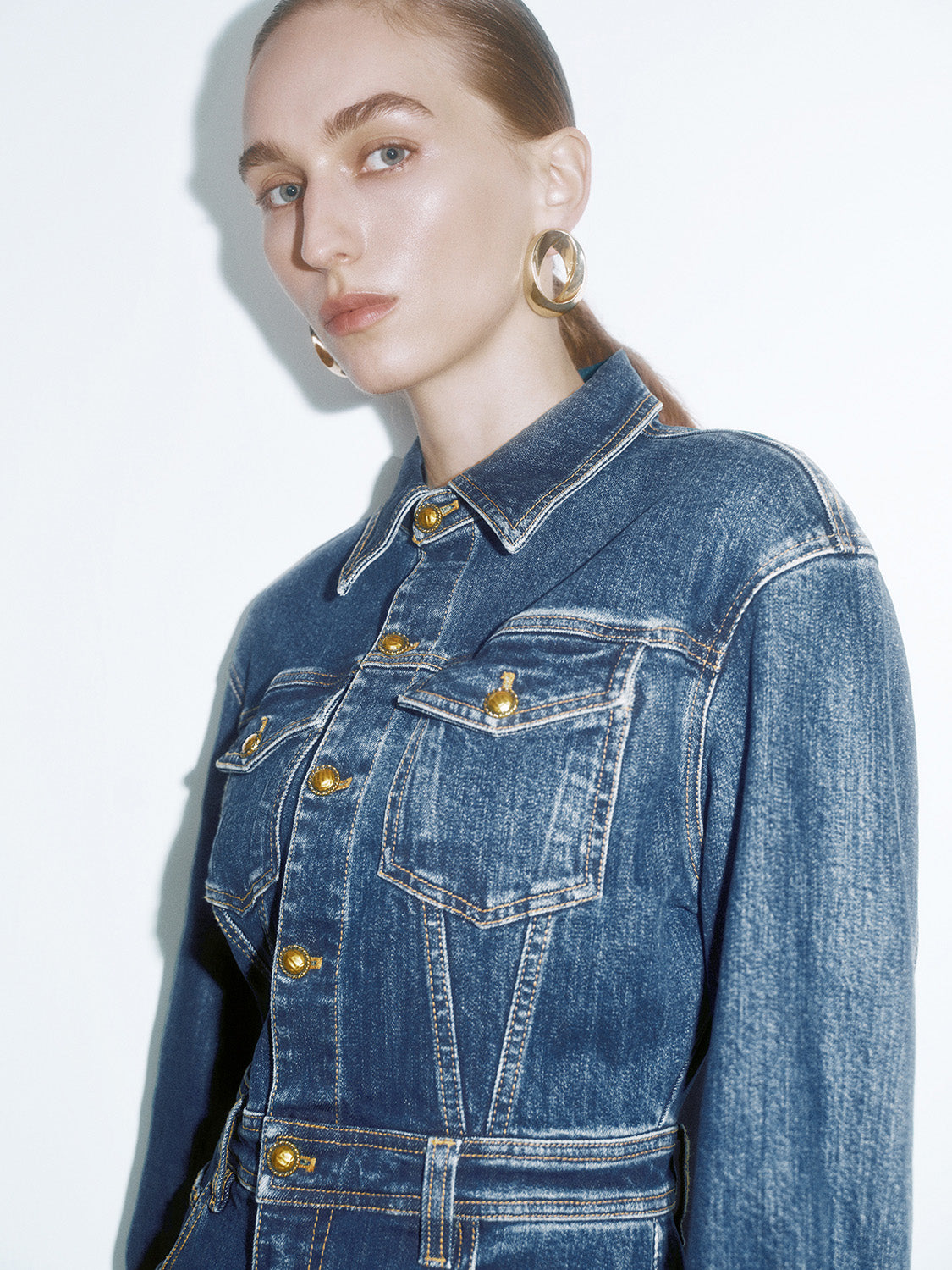 Shirt Collar Denim Dresses