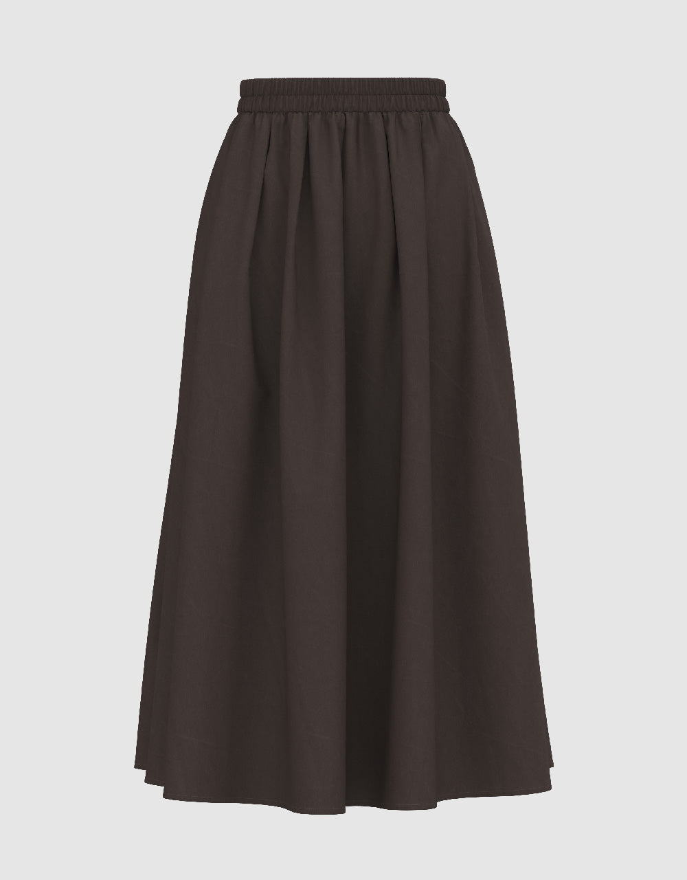 Elastic Waist Midi A-Line Skirt