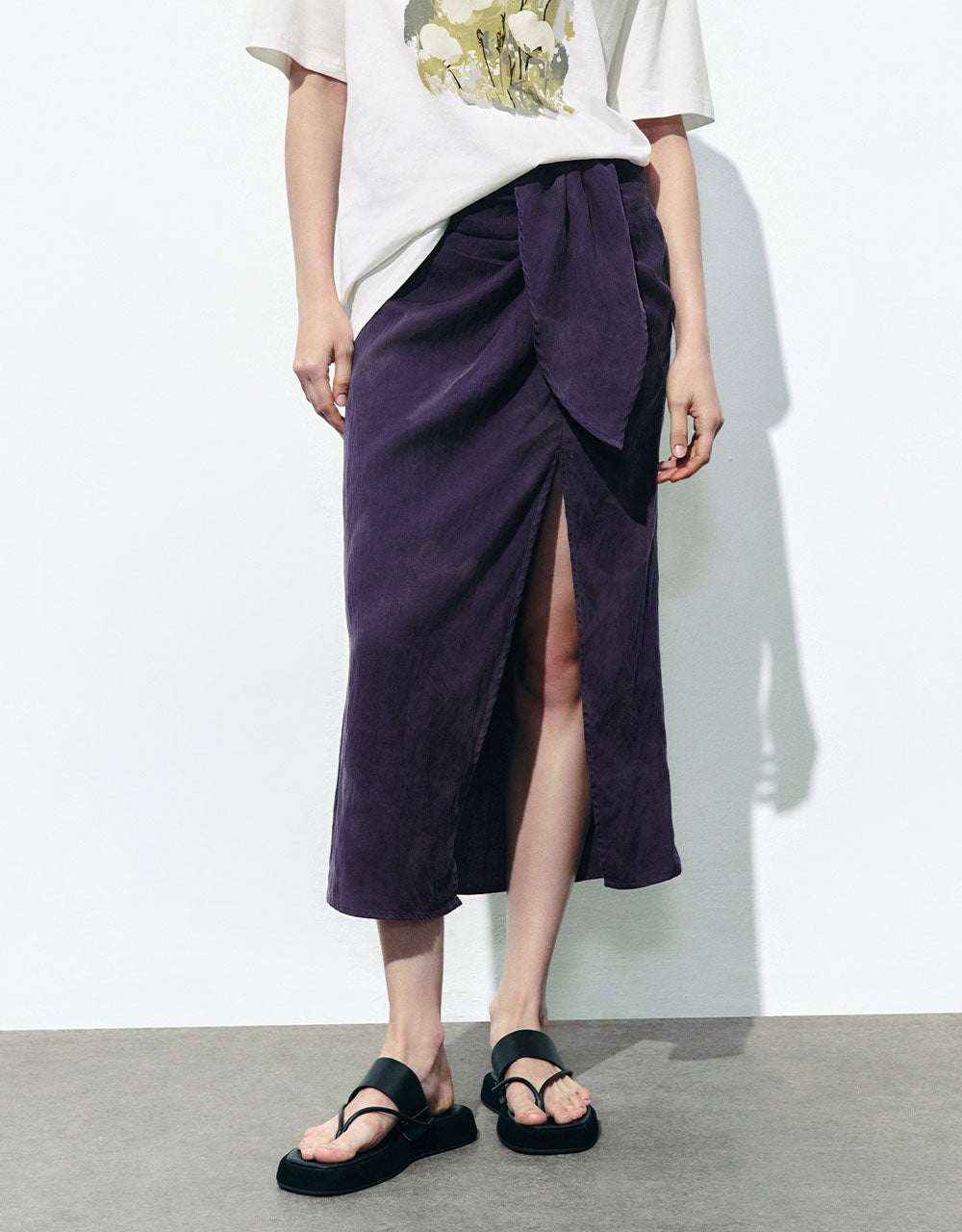 Wrapped Midi Straight Skirt