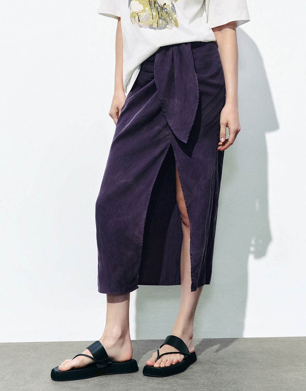 Wrapped Midi Straight Skirt