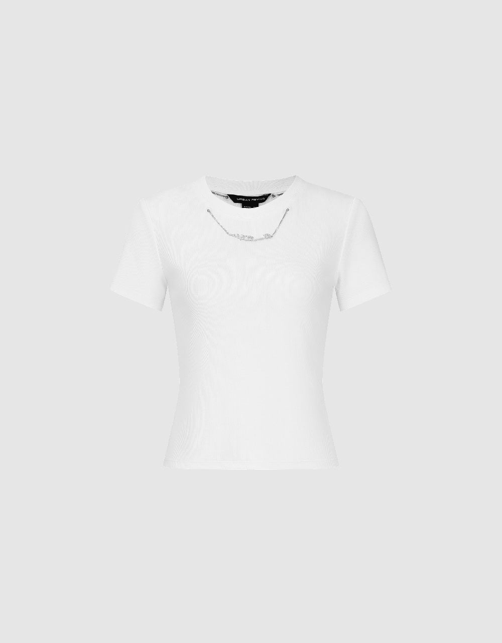 Crew Neck Skinny T-Shirt With Necklace