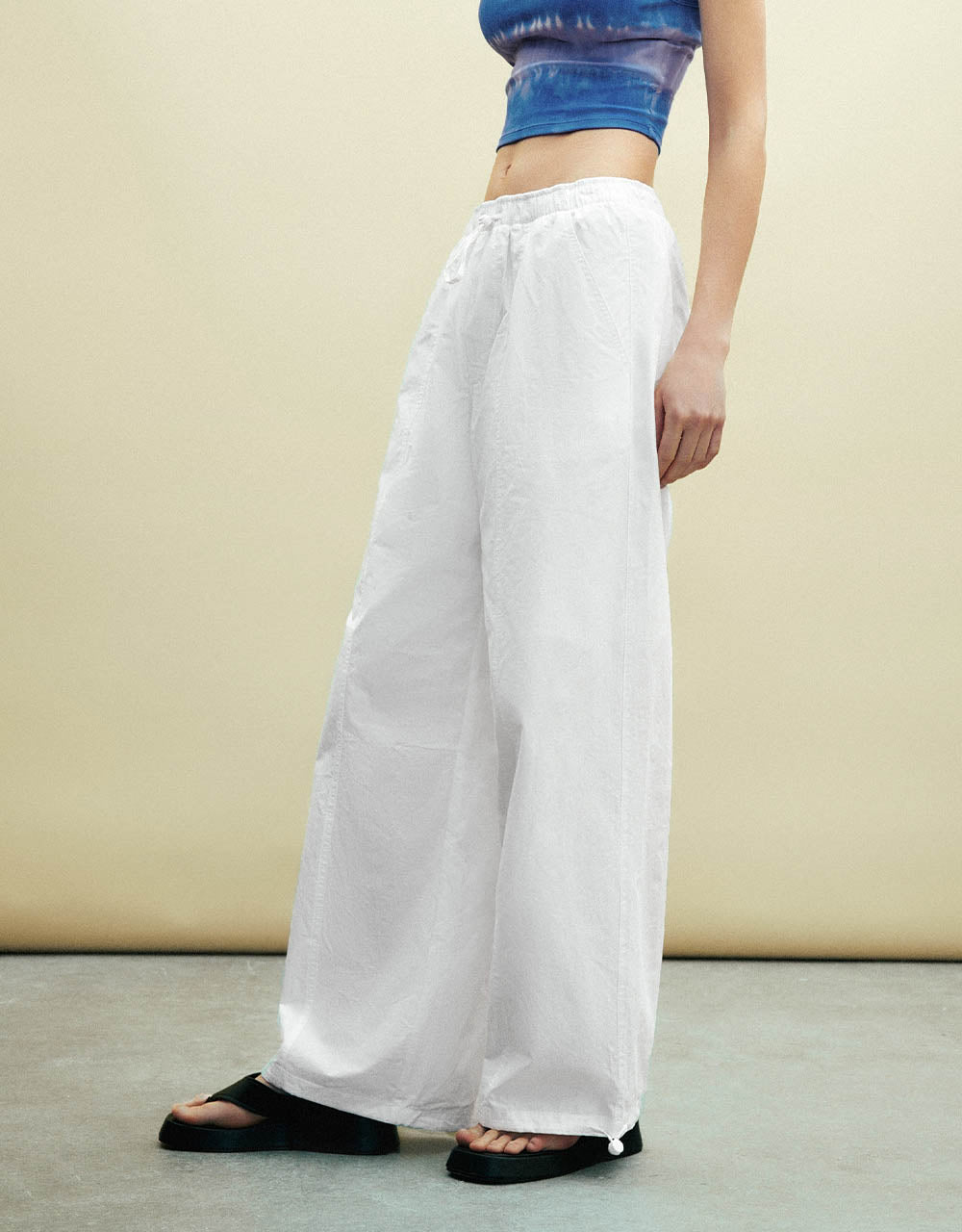 Drawstring Waist Wide-Leg Pants