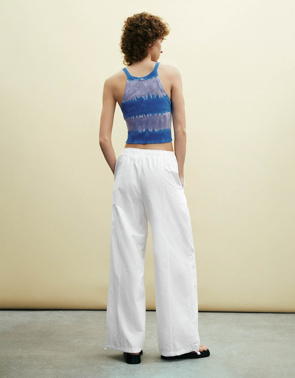 Drawstring Waist Wide-Leg Pants