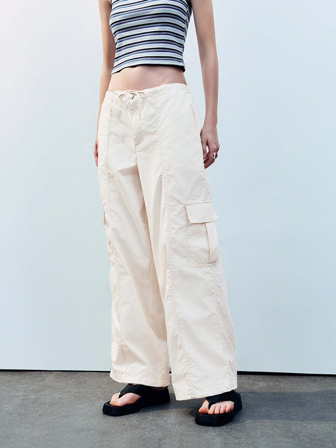 Drawstring Waist Straight Pants