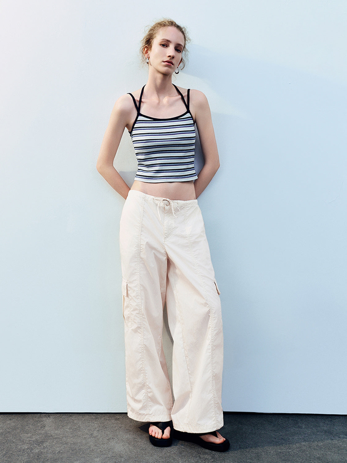 Drawstring Waist Straight Pants