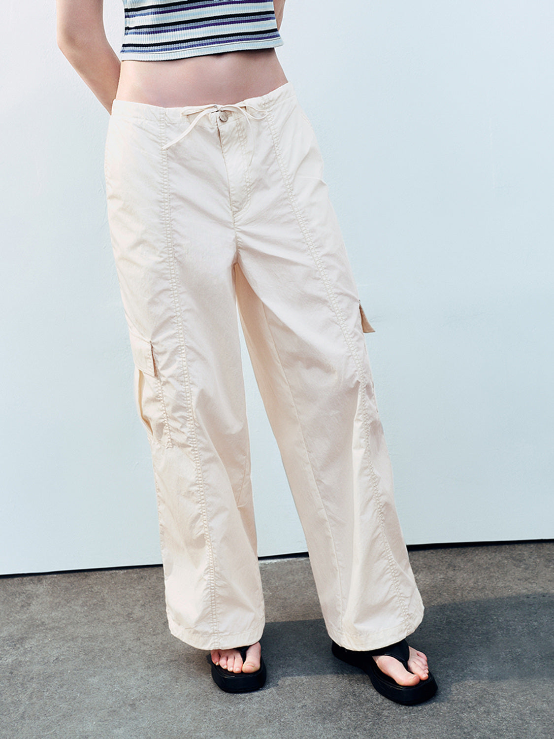 Drawstring Waist Straight Pants