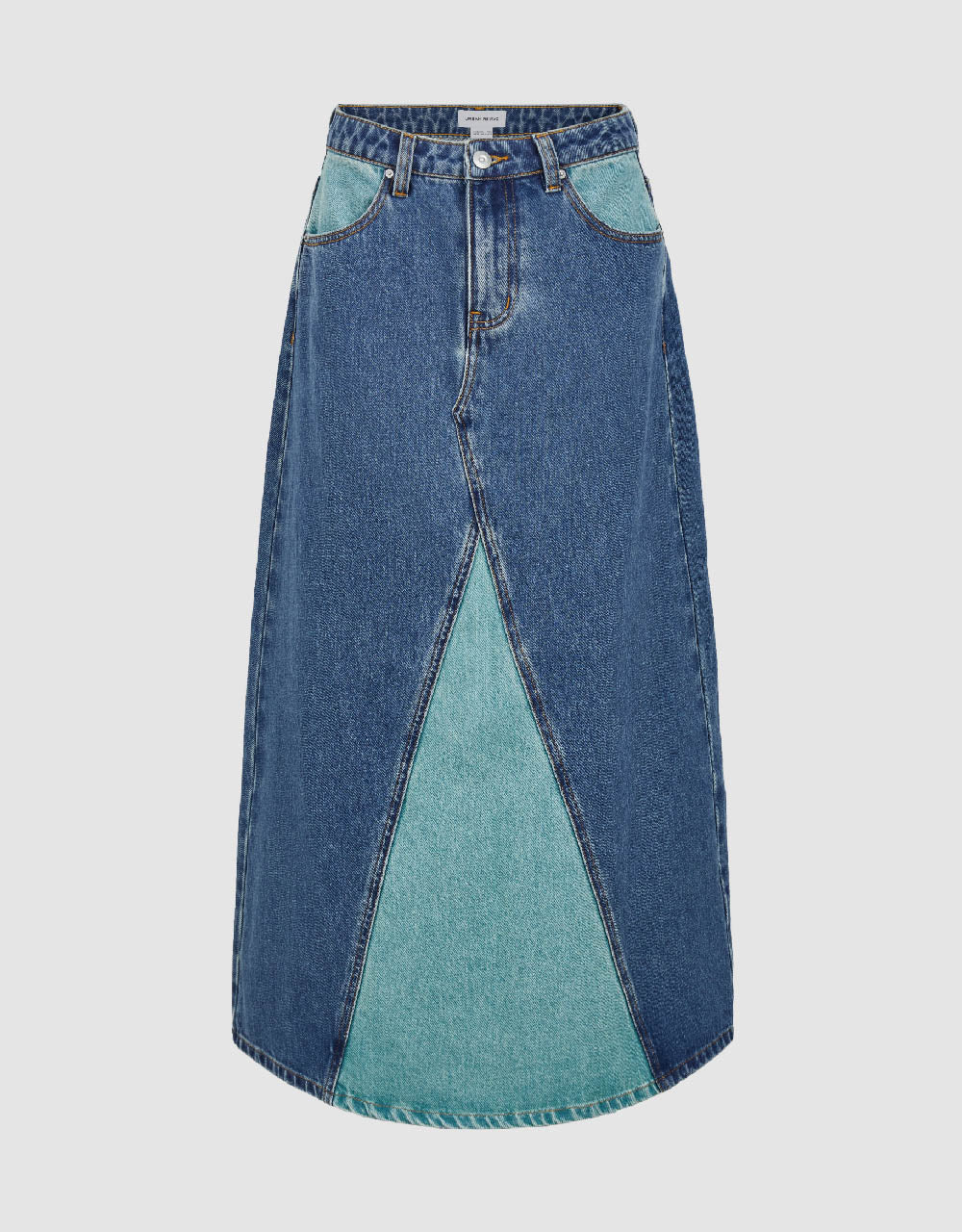 Two Toned Midi A-Line Denim Skirt