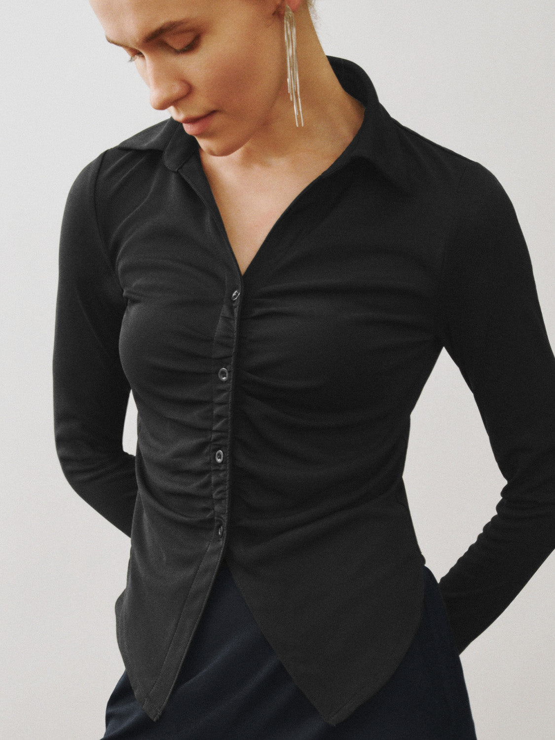 Collared Neck Skinny Shirt