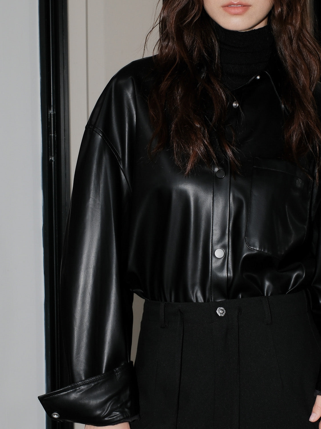 Loose Vegan Leather Shirt