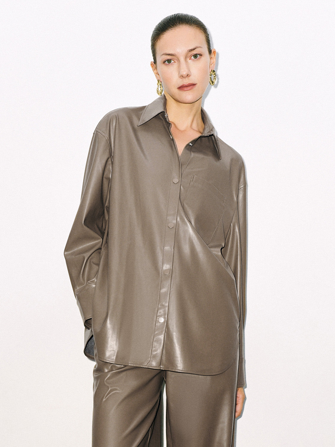 Loose Vegan Leather Shirt