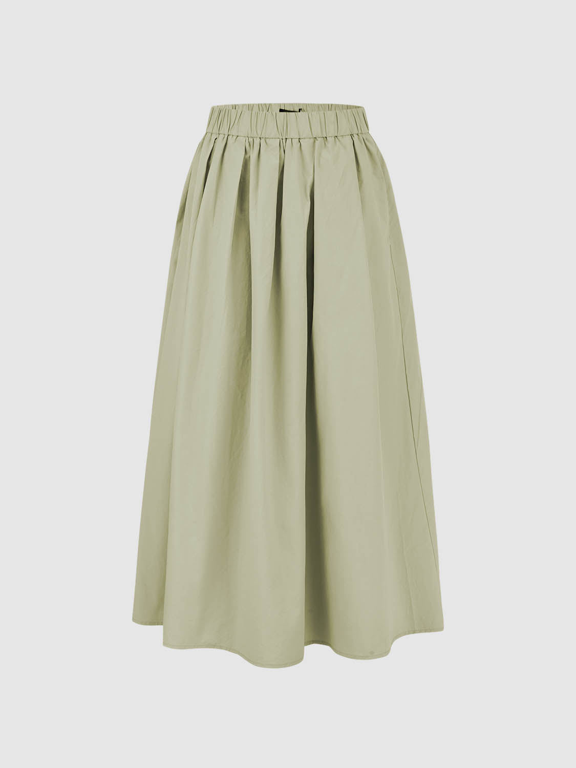 Elastic Waist Midi A-Line Skirt