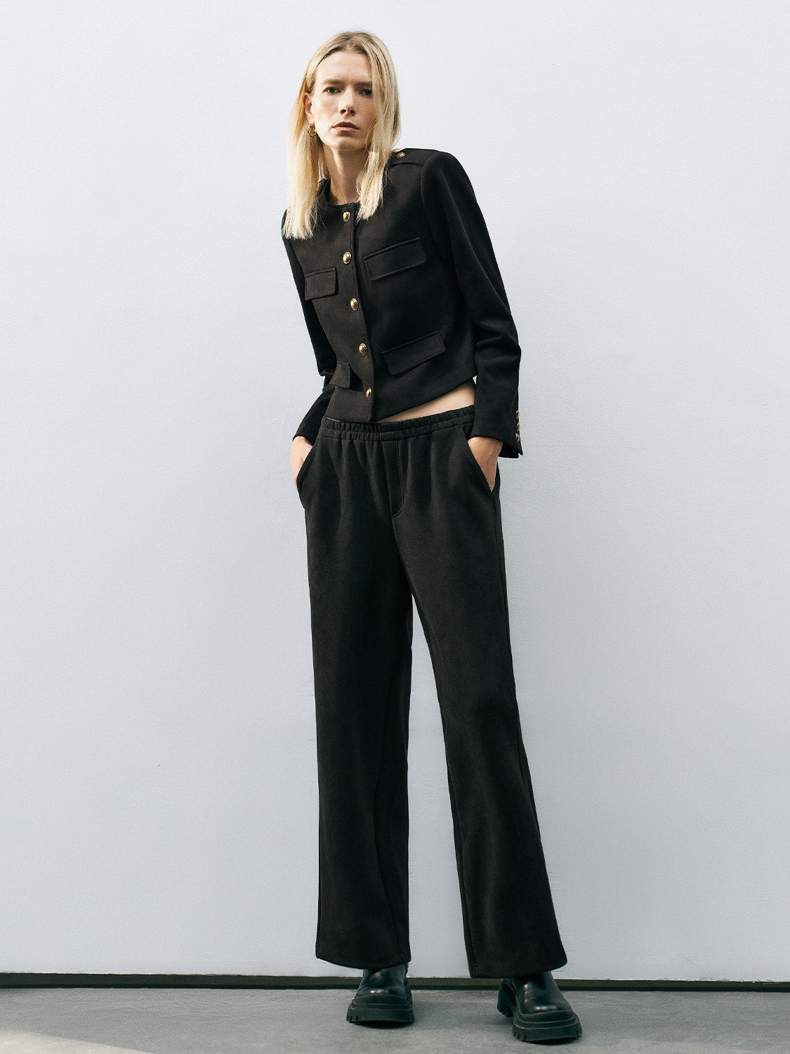 Slant Pocket Wide-Leg Pants