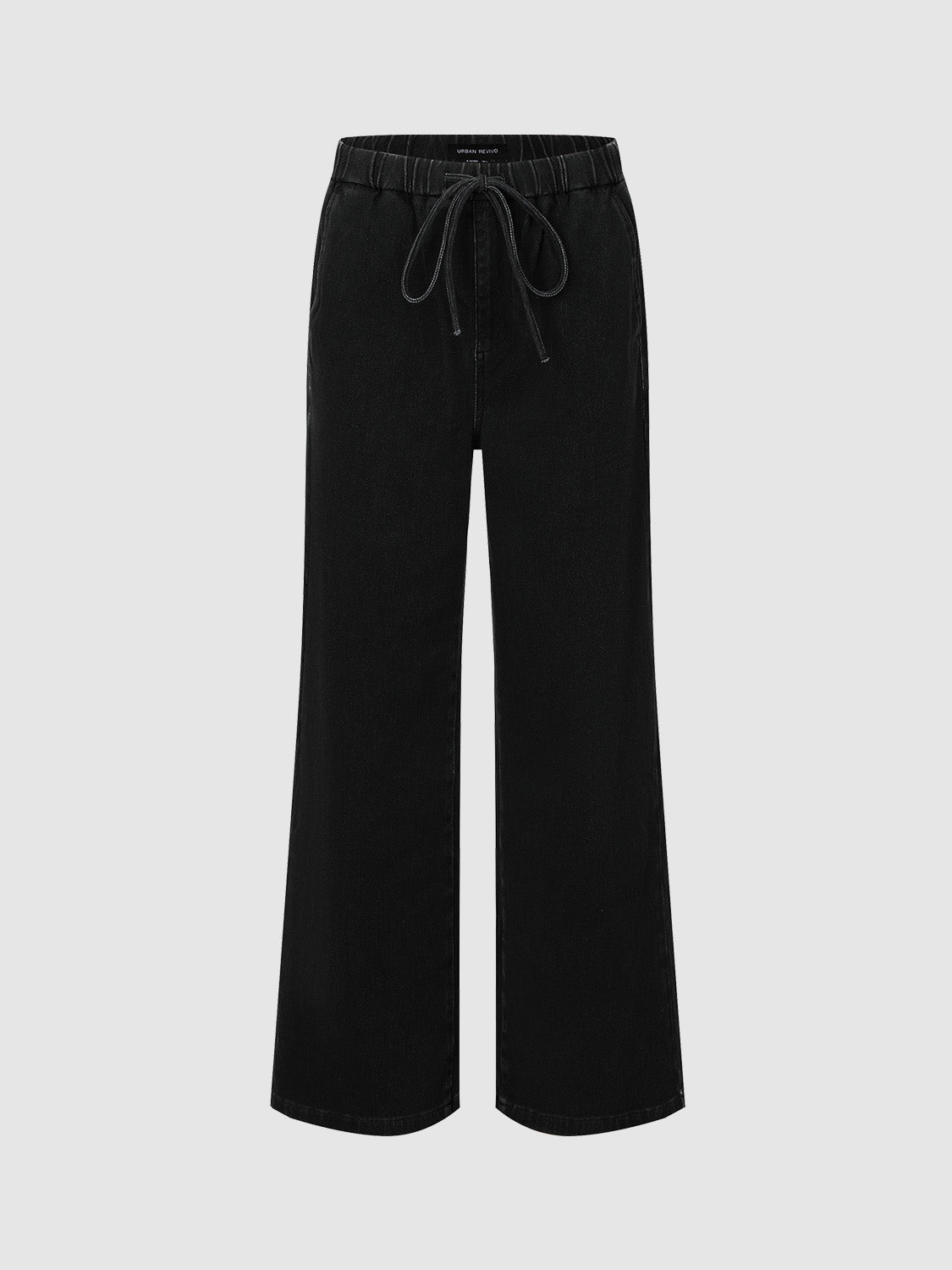 Drawstring Waist Wide-Leg Jeans