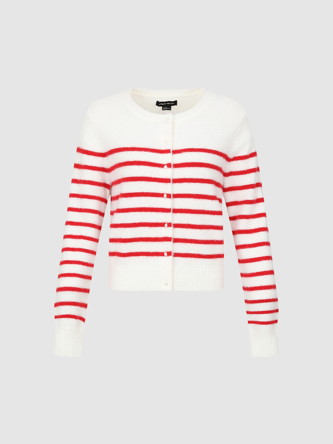 Button Up Striped Knitted Cardigans