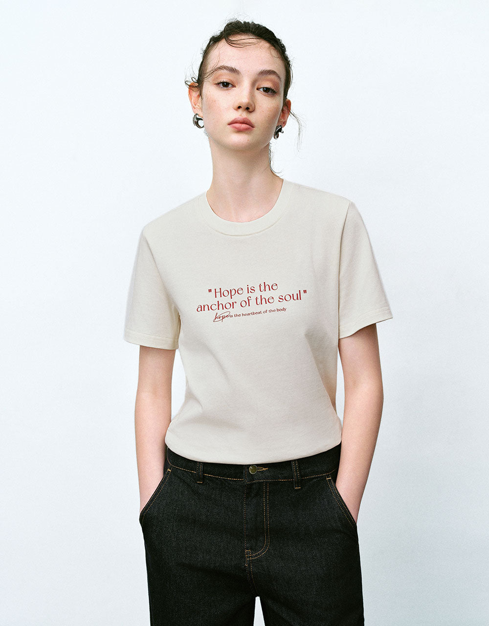 Letter Printed Crew Neck T-Shirt