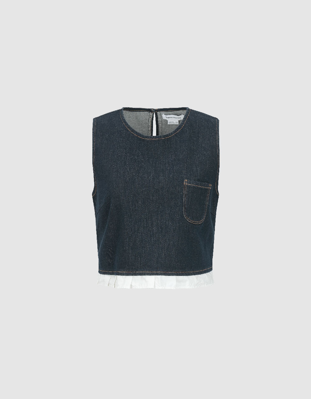 Sleeveless Crew Neck Denim Top