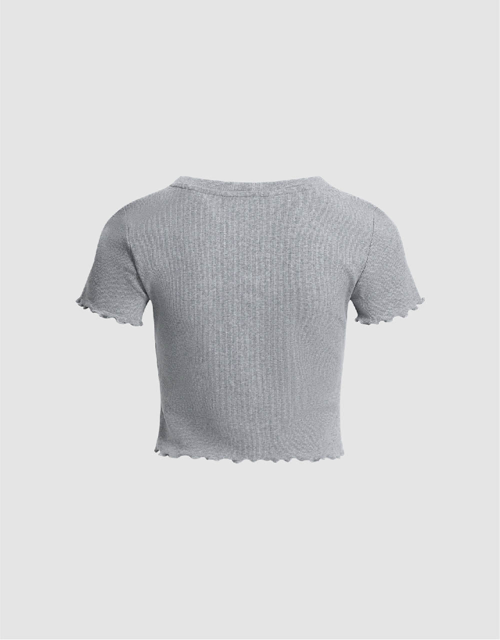 Frill Trim Crew Neck Knitted Shirt