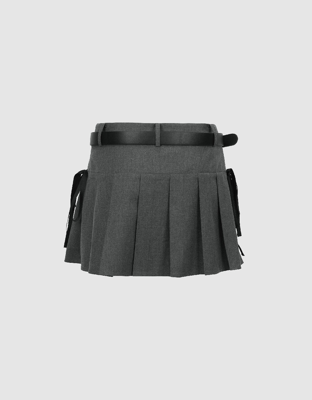 Pleated Mini A-Line Skirt With Belt